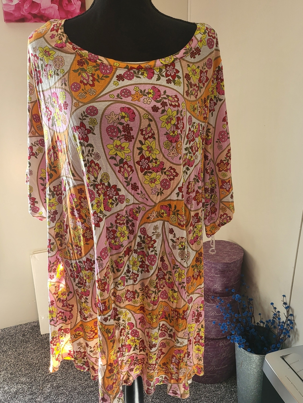 Lane Bryant Pink & Orange Paisley Floral Tunic